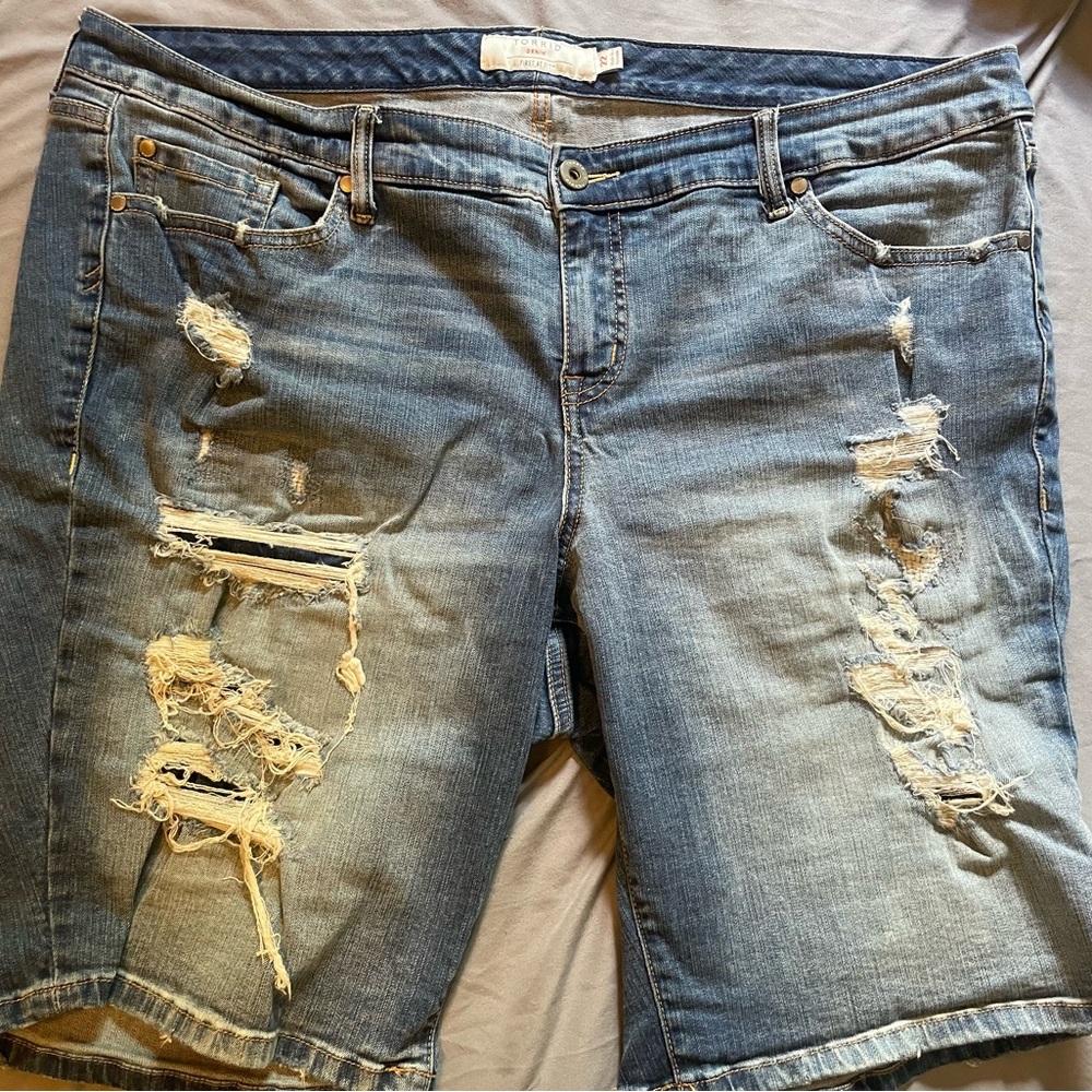 Torrid Size 22 Distressed Denim Bermuda Shorts